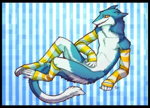 Rating: Safe Score: 0 Tags: anthro armwear blue_body blue_fur clothing e621 elbow_gloves fur gloves grostenmeiers handwear legwear looking_at_viewer male mammal markus_(dowantanaccount) paws sergal solo stockings tail yellow_eyes User: bunchy7s