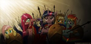 Rating: Safe Score: 0 Tags: 2013 300_(film) applejack_(mlp) arrow_(weapon) blonde_hair blue_body blue_eyes blue_feathers blue_fur cape clothing cowboy_hat e621 earth_pony equid equine feathered_wings feathers female feral fluttershy_(mlp) friendship_is_magic fur green_eyes grin group hair hasbro hat headgear headwear hi_res horn horse looking_at_viewer mammal melee_weapon multicolored_hair my_little_pony mythological_creature mythological_equine mythology parody pegasus pink_hair pinkamena_(mlp) pinkie_pie_(mlp) polearm pony purple_body purple_eyes purple_fur purple_hair rainbow_dash_(mlp) rainbow_hair ranged_weapon rarity_(mlp) shield smile spartan_(roman) spartan_armor_(roman) spear sword twilight_sparkle_(mlp) two_tone_hair unicorn vulpessentia warrior weapon wings User: bunchy7s