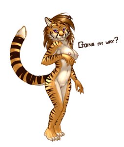 Rating: Explicit Score: 0 Tags: anthro breasts dialogue e621 english_text felid female genitals hair hi_res long_hair mammal nipples nude pantherine pira purple_eyes simple_background solo stripes tail text tiger vulva white_background User: bunchy7s