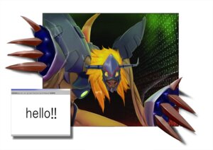 Rating: Safe Score: 0 Tags: bandai_namco binary_code claws code computer_virus_(species) creepy diaboromon digimon digimon_(species) digital_creature e621 english_text greeting hair horn horned_humanoid humanoid looking_at_viewer male monster monstrous_humanoid orange_hair shiden_hiro_(pixiv) simple_background solo teeth text white_background yellow_eyes User: bunchy7s