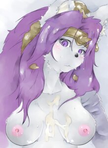 Rating: Explicit Score: 0 Tags: anthro bodily_fluids breasts canid canine cum e621 female genital_fluids hair headgear horn long_hair mammal nipples purple_eyes purple_hair simple_background solo unknown_artist User: bunchy7s