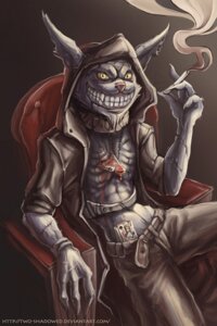 Rating: Questionable Score: 0 Tags: alice_in_wonderland alice_madness_returns american_mcgee's_alice anthro anthrofied blood bodily_fluids cheshire_cat cheshire_cat_(mcgee) cheshire_cat_(species) clothed clothing domestic_cat e621 felid feline felis grin male mammal smile solo two-shadowed User: bunchy7s