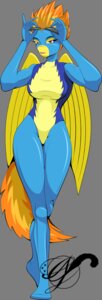 Rating: Safe Score: 0 Tags: 2013 alpha_channel anthro anthrofied biped breasts brown_eyes clothing e621 equid equine eyewear feathered_wings feathers female friendship_is_magic goggles hair hasbro hi_res looking_at_viewer mammal multicolored_hair my_little_pony mythological_creature mythological_equine mythology orange_hair pegasus simple_background skinsuit solo spitfire_(mlp) standing tight_clothing transparent_background two_tone_hair wings wonderbolts_(mlp) xlblackinklx yellow_body yellow_feathers User: bunchy7s