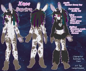 Rating: Explicit Score: 0 Tags: absurd_res andromorph anthro bottomwear butt clothing e621 english_text eyewear genitals glasses heart_symbol hi_res intersex kaos_savira lagomorph lazydoogan leporid mammal model_sheet rabbit skirt solo spots text vulva User: bunchy7s