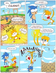Rating: Questionable Score: 0 Tags: 2009 anthro blue_body blue_fur boxer_hockey canid canine comic dialogue digital_media_(artwork) disfigured doing_it_wrong duo e621 english_text eulipotyphlan flying fox fur green_hill_zone hedgehog humor male male_anthro mammal miles_prower multi_tail parody ring ring_(sonic) sega sonic_the_hedgehog sonic_the_hedgehog_(series) speech_bubble tail text tyson_hesse url User: bunchy7s