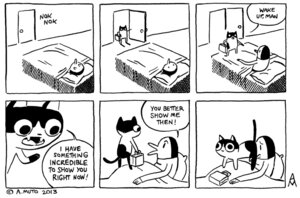 Rating: Safe Score: 0 Tags: 2013 adam_muto ambiguous_gender anthro avian bed bird comic dialogue domestic_cat door e621 english_text eyes_closed felid feline felis feral furniture male mammal monochrome penguin pillow sleeping suitcase tall_penguin text User: bunchy7s