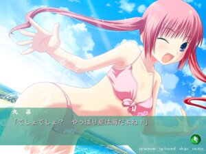 Rating: Explicit Score: 0 Tags: beach bikini blue_eyes female game_cg hitachi_kokona nanairo_kanata pink_hair rule34 solo swimsuit taguchi_makoto text tied_hair translation_request twintails visual_novel wink User: bunchy7s