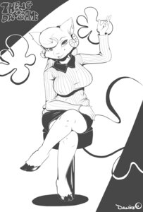 Rating: Questionable Score: 0 Tags: anthro big_breasts bovid breasts caprine dawkz e621 felid female game_show heart_symbol hi_res hooves horn hybrid mammal monochrome sheep solo wide_hips User: bunchy7s