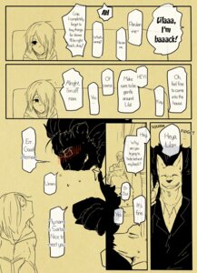 Rating: Safe Score: 0 Tags: anthro blush canid canine canis comic domestic_dog e621 english_text felid female fur group hair human kemono lila_(kashiwagi_aki) lion male mammal pantherine rolf saitou_(yakantuzura) short_hair text translated wolf yakantuzura young User: bunchy7s