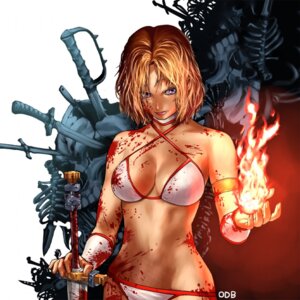 Rating: Questionable Score: 0 Tags: bare_shoulders beige_skin bikini blonde_hair blood blood_splatter blood_stain bloody_clothes bloody_sword blue_eyes bracer breasts choker cleavage clothes color cross-laced_clothes female female_only fire golden_axe hair human looking_at_viewer magic midriff odb red_blood rule34 sega short_hair skeleton solo stained_clothes swimsuit sword tyris_flare weapon User: bunchy7s