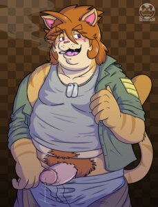 Rating: Explicit Score: 0 Tags: 2013 anthro beatou belly_hair blush bodily_fluids body_hair bottomwear brown_hair cigarette clothed clothing dog_tags domestic_cat e621 erection felid feline felis foreskin front_view fur genital_fluids genitals hair happy_trail hi_res humanoid_genitalia humanoid_penis jacket jewelry male mammal necklace open_clothing open_mouth open_shirt open_topwear orange_body orange_fur orange_hair overweight overweight_anthro overweight_male pants partially_clothed pattern_background penis precum pubes purple_eyes retracted_foreskin sharp_teeth shirt simple_background slightly_chubby smoke smoking solo tail tank_top teeth tongue topwear underwear undressing wanikami User: bunchy7s