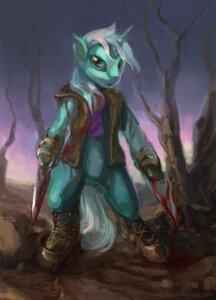 Rating: Questionable Score: 0 Tags: amber_eyes blade blood bloodrizer blue_eyes bodily_fluids boots clothing e621 equid equine female feral footwear friendship_is_magic fur green_body green_fur hair hasbro hood horn long_hair looking_at_viewer lyra_heartstrings_(mlp) mammal multicolored_hair my_little_pony mythological_creature mythological_equine mythology open_mouth outside scarf shoes sky solo standing two_tone_hair unicorn weapon yellow_eyes User: bunchy7s