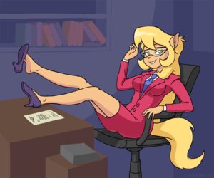 Rating: Safe Score: 0 Tags: 5_fingers 6:5 accessory anthro biped blonde_hair breasts business_suit businesswear callie_briggs chair clothed clothing domestic_cat e621 eyebrows eyelashes eyewear felid feline felis female fingers footwear fur furniture glasses green_eyes hair hanna-barbera heelpop high_heels inside long_hair looking_at_viewer loose_footwear lovecastle mammal necktie paper shoe_dangle shoes sitting smile solo suit swat_kats User: bunchy7s