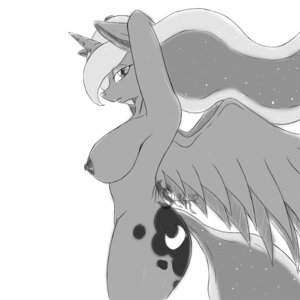 Rating: Questionable Score: 0 Tags: 1:1 2013 anthro anthrofied breasts conditional_dnp cutie_mark e621 equid equine feathered_wings feathers female friendship_is_magic hair hands_behind_head hasbro horn long_hair looking_at_viewer mammal monochrome my_little_pony mythological_creature mythological_equine mythology nipple_dip nipples princess_luna_(mlp) side_boob side_view simple_background solo suirano white_background winged_unicorn wings User: bunchy7s