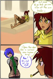 Rating: Safe Score: 0 Tags: blue_hair book brown_hair comic e621 english_text female gojiro7 hair human lemonfont mammal ninja not_furry pipe short_hair smoking_pipe text warrior User: bunchy7s