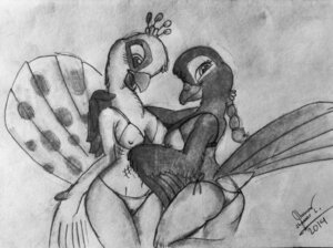 Rating: Questionable Score: 0 Tags: 2014 anthro anthro_on_anthro avian beak bird blush breasts butt cere_(anatomy) clothing columbid duo e621 feathered_wings feathers female female/female galliform hi_res jayheartwing looking_at_viewer looking_back monochrome non-mammal_breasts open_mouth panties peafowl phasianid pigeon sketch smile underwear wings User: bunchy7s