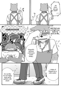 Rating: Questionable Score: 0 Tags: anthro black_and_white canid canine canis clothing comic cotton_(artist) dialogue domestic_dog e621 english_text fur greyscale haplorhine male mammal monkey monochrome nitobe noguchi primate text tooboe_bookmark User: bunchy7s