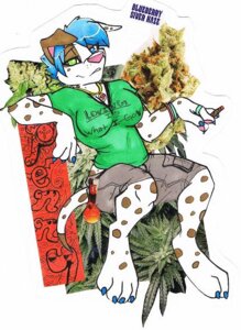 Rating: Safe Score: 0 Tags: alternative_fashion anthro blue_claws blue_hair bottomwear brown_bottomwear brown_clothing brown_spots canid canine canis character_badge_(artwork) claws clothing collage_(artwork) domestic_dog drugs e621 female glamfur green_clothing green_topwear hair heterochromia hippie looking_at_viewer mammal marijuana marker_(artwork) mixed_media pen_(artwork) photography_(artwork) shirt shirt_logo shorts simple_background solo spacecadet spots stoned sublime substance_intoxication topwear traditional_media_(artwork) white_background User: bunchy7s