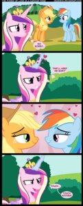 Rating: Safe Score: 0 Tags: absurd_res amethyst_(gem) applejack_(mlp) blonde_hair blue_body blue_fur comic crown cutie_mark dialogue e621 earth_pony english_text equid equine feathered_wings feathers female female/female feral friendship_is_magic fur gem green_eyes hair hasbro headgear heart_symbol hi_res horn horse jewelry magic mammal multicolored_hair my_little_pony mythological_creature mythological_equine mythology necklace outside pegasus plant pony princess_cadance_(mlp) quadruped rainbow_dash_(mlp) rainbow_hair tail text tree url veggie55 winged_unicorn wings wood User: bunchy7s