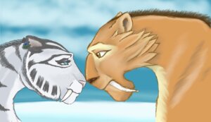 Rating: Safe Score: 0 Tags: blue_eyes blue_sky_studios diego_(ice_age) duo e621 ear_piercing fangs felid female feral fur green_eyes hi_res ice_age_(series) louise008 male mammal orange_body orange_fur piercing prehistoric_species saber-toothed_tiger sabertooth_(anatomy) shira_(ice_age) teeth white_body white_fur User: bunchy7s
