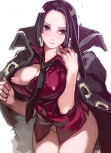 Rating: Questionable Score: 0 Tags: 1girls black_eyes black_hair blush boa_hancock bottomless breasts coat earrings erect_nipples female female_only jewelry large_breasts long_hair monkey_d_luffy_(cosplay) necktie nipple_slip nipples omegaboost one_piece one_piece_film_strong_world puffy_nipples rule34 sketch solo white_background User: bunchy7s