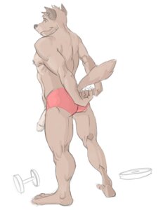 Rating: Explicit Score: 0 Tags: anthro butt canid canine canis canson clothing e621 ear_piercing flaccid genitals male mammal muscular muscular_anthro muscular_male penis piercing pose simple_background solo tail underwear white_background wolf User: bunchy7s