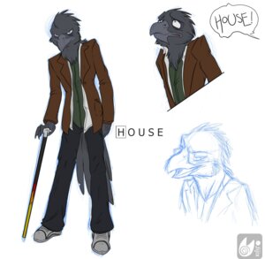 Rating: Safe Score: 0 Tags: anthro avian beak biped bird blue_eyes bottomwear cane clothed clothing corvid corvus_(genus) crow digital_media_(artwork) e621 feathers feet footwear frown fully_clothed gregory_house grey_body house.m.d. jacket male oscine pants passerine pose shirt shoes simple_background solo standing tail talons toes topwear vagabond_(artist) walking_stick white_background User: bunchy7s