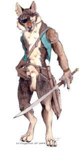 Rating: Explicit Score: 0 Tags: 2003 anthro bottomless canid canine canis clothed clothing e621 eye_patch eyewear holding_melee_weapon holding_object holding_sword holding_weapon male mammal melee_weapon pirate solo sword tanglefoot weapon wolf User: bunchy7s