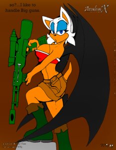 Rating: Questionable Score: 0 Tags: anthro aval0nx bat big_breasts blue_eyes boots breasts clothing darksonic250 e621 english_text female footwear hair looking_at_viewer mammal membrane_(anatomy) membranous_wings rouge_the_bat sega shoes solo sonic_the_hedgehog_(series) text weapon white_hair wings User: bunchy7s