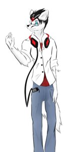 Rating: Safe Score: 0 Tags: akemi_yukio anthro biped black_hair black_nose blue_eyes bottomwear canid canine clothed clothing e621 electronics eyewear fluffy fluffy_tail fox fur glasses hair headphones headphones_around_neck highlights_(coloring) male mammal pants portable_music_player red_highlights shirt simple_background solo standing tail topwear white_background white_body white_fur whyredfox User: bunchy7s