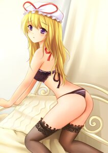 Rating: Questionable Score: 0 Tags: bed black_bra black_legwear black_panties black_thighhighs black_thong blonde_hair bra female hat kneeling lace lace-trimmed_thighhighs lingerie long_hair nervous nikoo panties purple_eyes rule34 thighhighs thong touhou underwear underwear_only yukari_yakumo User: bunchy7s