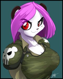 Rating: Safe Score: 0 Tags: 2009 anthro armor army bear black_border blue_background bone border breasts camo chalo clothed clothing e621 female fur giant_panda green_background hair looking_at_viewer mammal military pink_hair red_eyes simple_background skull soldier solo warrior white_body white_fur User: bunchy7s Rating: Safe Score: 0 Tags: 2009 anthro armor army bear black_border blue_background bone border breasts camo chalo clothed clothing e621 female fur giant_panda green_background hair looking_at_viewer mammal military pink_hair red_eyes simple_background skull soldier solo warrior white_body white_fur User: bunchy7s
