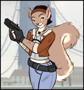 Rating: Safe Score: 0 Tags: 5_fingers accessory alternate_species alyx_vance anthro arm_wraps belt belt_pouch black_belt black_clothing black_fingerless_gloves black_gloves black_handwear blue_bottomwear blue_clothing blue_pants bottomwear brown_clothing brown_jacket brown_topwear city_17 clothed clothing detailed_background e621 female fingerless_gloves fingers fluffy fluffy_tail front_view fully_clothed fur furrification gloves green_eyes grey_clothing grey_hoodie grey_topwear gun hair hair_accessory hairband half-life handgun handwear headband holding_gun holding_handgun holding_object holding_pistol holding_ranged_weapon holding_weapon hoodie jacket jewelry looking_at_viewer mammal midriff multicolored_body multicolored_fur necklace outside pants pistol portrait ranged_weapon red_hair rodent s.c. sciurid short_hair slim slim_anthro slim_female smile solo standing tail tan_body tan_fur tan_tail the_citadel_(half-life) three-quarter_portrait tight_bottomwear tight_clothing tight_pants topwear tree_squirrel two_tone_body two_tone_fur two_tone_tail valve valve_corporation weapon white_body white_fur white_tail wishbone_mouth wraps User: bunchy7s