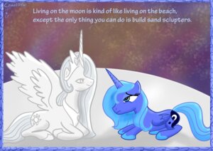 Rating: Safe Score: 0 Tags: blue_body blue_feathers chaosdrop cutie_mark detailed_background e621 english_text equid equine feathered_wings feathers female feral friendship_is_magic hasbro horn mammal moon my_little_pony mythological_creature mythological_equine mythology princess_luna_(mlp) quadruped sand sculpture solo tail text toony white_body white_feathers winged_unicorn wings User: bunchy7s