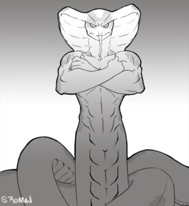 Rating: Safe Score: 0 Tags: anthro apode athletic claws cobra crossed_arms draconcopode e621 faint forked_tongue frown legless looking_at_viewer male monochrome muscular muscular_anthro muscular_male naga nude reptile scalie serpentine snake snake_hood solo tongue tongue_out User: bunchy7s
