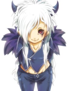 Rating: Safe Score: 0 Tags: bangs biped bottomwear clothing digital_drawing_(artwork) digital_media_(artwork) e621 eyelashes female front_view hair hair_over_eye hands_behind_back high-angle_view horn humanoid long_hair looking_at_viewer looking_up looking_up_at_viewer mammal midriff navel not_furry pants portrait purple_eyes red_eyes shaded simple_background simple_shading smile solo standing three-quarter_portrait topwear vest vico white_background white_hair young User: bunchy7s