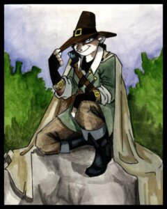 Rating: Safe Score: 0 Tags: anthro biped black_boots black_clothing black_footwear black_hair boots bottomwear brown_bottomwear brown_clothing brown_hat brown_headwear brown_pants cape clothed clothed_anthro clothed_male clothing day detailed_background e621 english_description footwear full-length_portrait fully_clothed fully_clothed_anthro fully_clothed_male hair hand_on_leg hat headgear headwear hendrick holding_clothing holding_hat holding_headgear holding_headwear holding_object inner_ear_fluff ironclaw_(rpg) kneeling knife least_weasel looking_at_viewer male mammal mustelid musteline outside pants portrait rock sheathed_weapon shirt shoes sky smile solo thief topwear tracy_j._butler traditional_media_(artwork) true_musteline tuft tunic weasel User: bunchy7s