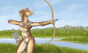 Rating: Questionable Score: 0 Tags: 2013 5:3 anthro archery armor arrow_(weapon) biped blonde_hair bow_(weapon) breasts clothed clothing cloud day deer detailed_background digital_media_(artwork) digital_painting_(artwork) e621 female front_view fur hair hi_res holding_object holding_weapon mammal nipples outside painting_(artwork) partially_clothed ponytail portrait pose pubes quiver_(object) ranged_weapon shaded sky small_breasts soft_shading solo spots standing tan_body tan_fur teal_eyes three-quarter_portrait weapon wiredhooves User: bunchy7s