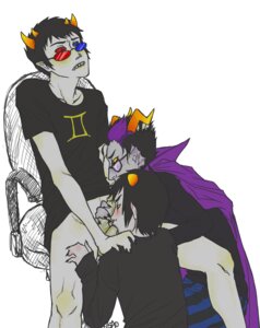 Rating: Explicit Score: 0 Tags: 3boys balls biting_lip black_hair blush cape chair clothing diphallia diphallism eridan_ampora fellatio fins glasses grey_skin homestuck horns karkat_vantas male male_only ms_paint_adventures multi_genitalia multi_penis oral penis pointy_ears purple_highlights rule34 sao_(artist) sharp_teeth short_hair sollux_captor source_request threesome troll white_background User: bunchy7s