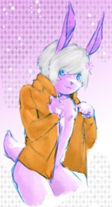 Rating: Questionable Score: 0 Tags: 2012 :3 ambiguous_gender anthro blue_eyes clothed clothing dazzy-boy e621 fur hair lagomorph leporid mammal partially_clothed pink_body pink_fur rabbit shirt simple_background snow snowflake snowflake_the_bunny solo topwear white_hair User: bunchy7s