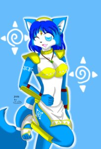 Rating: Safe Score: 0 Tags: 2010 5_fingers absurd_res anthro biped black_nose blue_body blue_fur blue_hair breasts canid canine clothed clothing collar e621 female fingers fox fur hair hi_res jewelry krystal_(star_fox) mammal miru_ari15 navel necklace nintendo one_eye_closed open_mouth solo star_fox white_body white_fur wink year User: bunchy7s