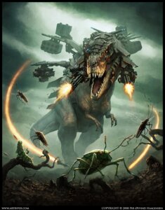 Rating: Questionable Score: 0 Tags: 2008 3_fingers ambiguous_gender armor arthropod black_border border bullet_case claws cloud day detailed detailed_background digital_media_(artwork) dinosaur dirt e621 feral fight fingers flying gatling_gun group gun head_cannon insect machine machine_gun missile missile_pod open_mouth orthene outside per_haagensen prehistoric_species ranged_weapon red_eyes reptile rocket_launcher roots saurischian scalie sharp_teeth shooting shoulder_missiles signature size_difference sky tail teeth theropod turret tyrannosaurid tyrannosauroid tyrannosaurus tyrannosaurus_rex weapon User: bunchy7s
