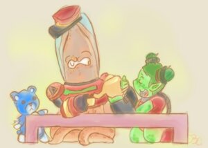 Rating: Safe Score: 0 Tags: admiral_swiggins alien aquatic awesomenauts ayla_(awesomenauts) beverage brown_body catti cephalopod coleoid decapodiform duo e621 female food green_body green_hair hair humanoid male mollusk open_mouth plushie squid tea teapot teddy_bear tentacles young young_humanoid User: bunchy7s