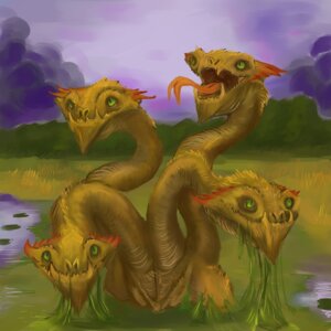 Rating: Safe Score: 0 Tags: 1:1 4_heads ambiguous_gender detailed_background e621 european_mythology friendship_is_magic greek_mythology hasbro hydra hydra_(mlp) male monster multi_head my_little_pony mythology outside sky solo swamp unknown_artist User: bunchy7s