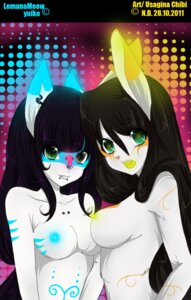 Rating: Questionable Score: 0 Tags: 2011 animal_humanoid areola bioluminescence black_hair blue_markings blue_nipples blue_nose breasts bridge_piercing colorful_theme domestic_cat duo e621 ear_piercing facial_markings facial_piercing felid felid_humanoid feline felis female female/female fur glowing glowing_areola glowing_nipples green_eyes green_tongue hair head_markings hi_res humanoid lagomorph leporid lip_piercing lip_ring long_ears long_hair looking_at_viewer mammal mammal_humanoid markings na-namie nipples nose_piercing nude open_mouth orange_markings orange_nose piercing purple_hair rabbit ring_piercing snakebite_piercing sparklefur surface_piercing tongue white_body white_fur y2k_(graphic_design) yellow_nipples User: bunchy7s