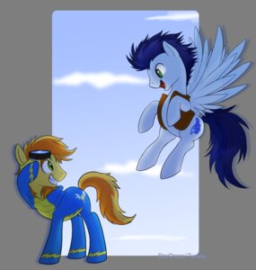 Rating: Safe Score: 0 Tags: 2011 alpha_channel blue_body blue_feathers blue_fur blue_hair braeburn_(mlp) clothed clothing cloud cosplay cutie_mark duo e621 earth_pony equid equine eye_contact eyewear feathered_wings feathers feral flying friendship_is_magic fur goggles green_eyes hair hasbro horse looking_at_another male mammal mn27 multicolored_hair my_little_pony mythological_creature mythological_equine mythology open_mouth outside pegasus pony shaded simple_background skinsuit sky skyscape smile soarin_(mlp) tight_clothing tongue topwear two_tone_hair vest wings wonderbolts_(mlp) yellow_body yellow_fur User: bunchy7s