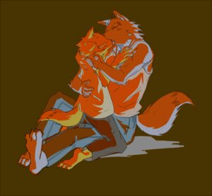 Rating: Safe Score: 0 Tags: anthro barefoot canid canine canis clothing codaka_3 duo e621 feet hug kemono kissing kneeling larger_male male male/male mammal sitting size_difference smaller_male wolf User: bunchy7s
