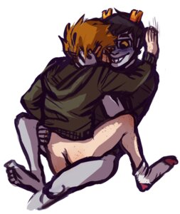 Rating: Explicit Score: 0 Tags: 2boys ass black_hair brown_hair glasses grey_skin homestuck horns humanstuck implied_penetration john_egbert karkat_vantas male male_only ms_paint_adventures ppanpa rule34 short_hair socks source_request sweater troll white_background white_skin yellow_eyes User: bunchy7s