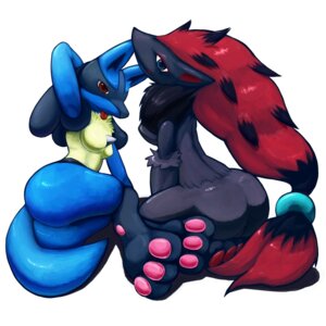 Rating: Questionable Score: 0 Tags: 1:1 amanekomee anthro anthrofied black_body black_fur blue_body blue_eyes blue_fur breasts butt canid canine duo e621 feet female fur generation_4_pokemon generation_5_pokemon hi_res hindpaw looking_at_viewer lucario lying mammal nintendo pawpads paws pokemon pokemon_(species) pokemorph red_eyes simple_background tail tongue tongue_out yellow_body yellow_fur zoroark User: bunchy7s