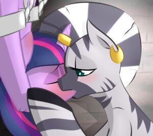 Rating: Questionable Score: 0 Tags: 2012 bdsm blue_eyes blush bondage bound chain digital_media_(artwork) duo e621 ear_piercing equid equine eyes_closed female female/female feral friendship_is_magic fur hair half-closed_eyes hasbro hooves horn kiss_on_lips kissing kryptchild male mammal multicolored_hair my_little_pony mythological_creature mythological_equine mythology narrowed_eyes piercing purple_body purple_fur purple_hair questionable_consent sad stripes twilight_sparkle_(mlp) two_tone_hair unicorn zebra zecora_(mlp) User: bunchy7s